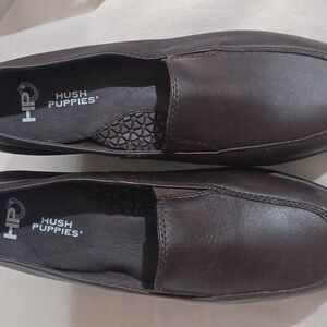 Hush Puppies Womens Dark Brown Leather Uppers Loafers Size 8.5